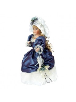 Кукла фарфоровая коллекционная Полина в синем платье