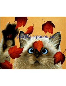Котёнок и листопад (H-104)